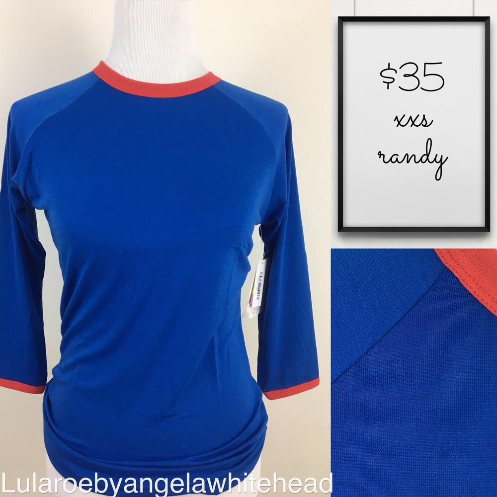 LuLaRoe Randy XXS - Baseball tee NWT blue/pink